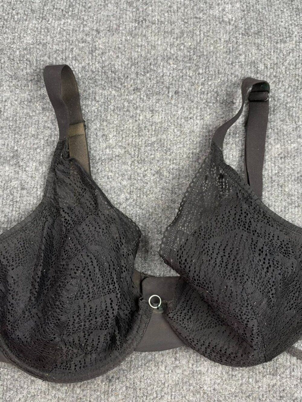 Chantelle Bra 34DDDD US 75G Lace Underwire Black T-Shirt AS IS DAMAGED STRAPS
